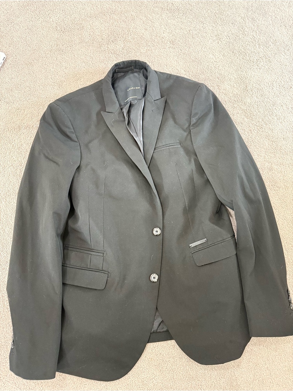 Zara Black Mens Single-Breasted Blazer